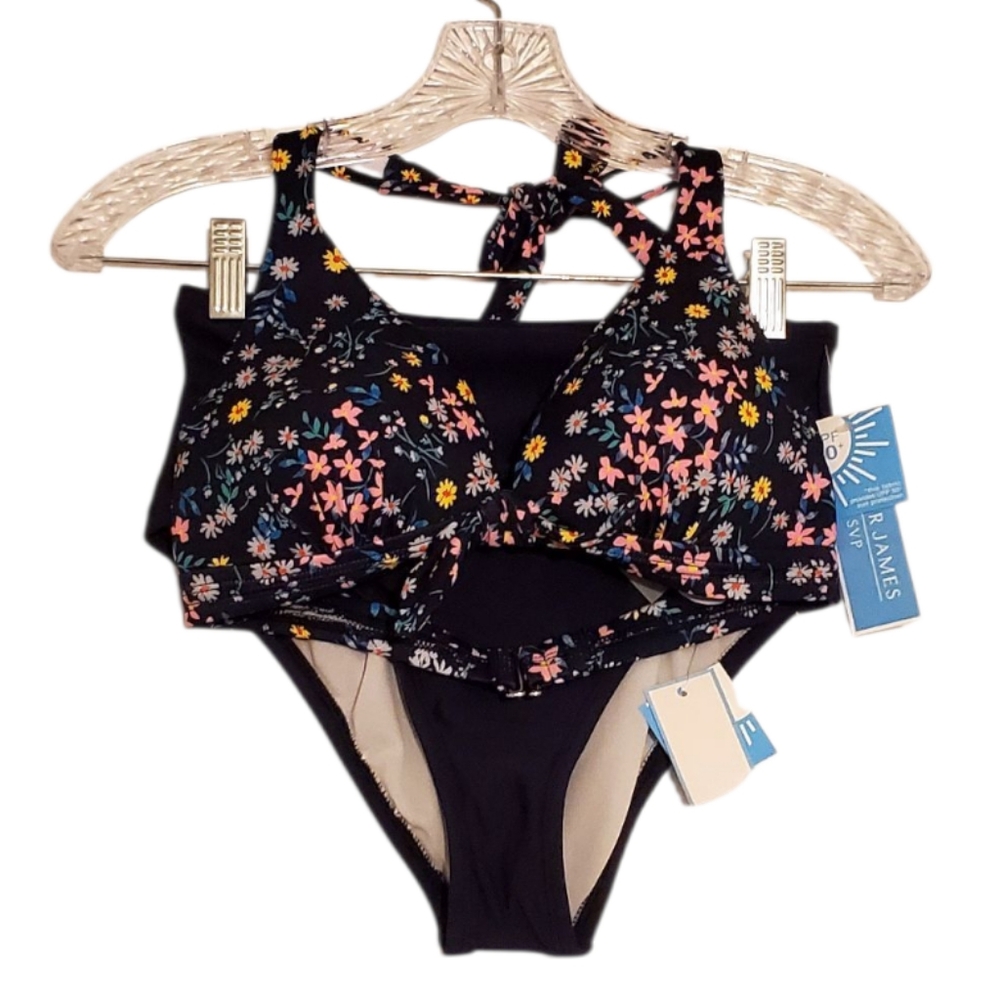 New Women's Draper James RSVP Navy Nassau Bikini Swimsuit Beach Size XS NWT